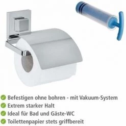 WENKO Support Papier Toilette Mural Quadro, Porte Papier Toilette Avec Couvercle, Vacuum-Loc® Fixation Sans Perçage Repositionnable & Amovible Sans Résidus, Acier Inox, 13x11,5x14 Cm, Brillant 10 WENKO Support Papier Toilette Mural Quadro, Porte Papier Toilette Avec Couvercle, Vacuum-Loc® Fixation Sans Perçage Repositionnable & Amovible Sans Résidus, Acier Inox, 13x11,5x14 Cm, Brillant -WENKO Soldes 16526313 4