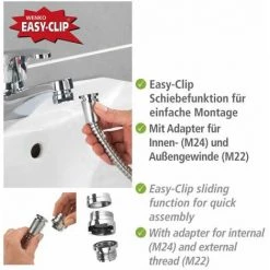 WENKO Douchette Pour Lavabo, Robinet Douchette, L150 Cm, Adapteur Easy Clip Inclus, Acier, 170x3,5x6,5 Cm, Chromé 7 WENKO Douchette Pour Lavabo, Robinet Douchette, L150 Cm, Adapteur Easy Clip Inclus, Acier, 170x3,5x6,5 Cm, Chromé -WENKO Soldes 16526376 3