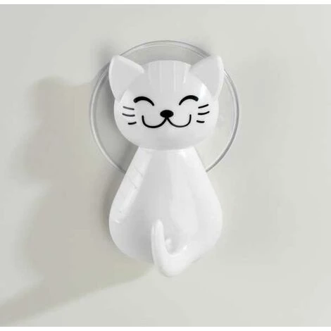 WENKO Crochet à Ventouse Chat Blanc 5 WENKO Crochet à Ventouse Chat Blanc – Image 4