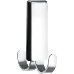 WENKO Crochet Double De Paroi De Douche Vieste, Crochet Paroi De Douche Pour Suspendre Peignoirs Et Serviettes, Acier Inoxydable, 2x7x5,5 Cm, Mat