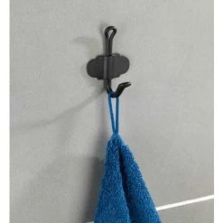 WENKO Crochet Porte Manteau Nostalgie, Patère Porte Manteau, Design Vintage, Fixation Adhésive, Acier, 6x8,5x5 Cm, Noir Mat -WENKO Soldes 16526461 4
