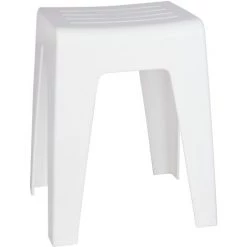 WENKO Tabouret Salle De Bain Blanc Kumba, Tabouret Douche, Plastique, 38x47x32 Cm, Blanc