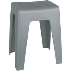 WENKO Tabouret Salle De Bain Blanc Kumba, Tabouret Douche, Plastique, 38x47x32 Cm, Gris