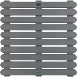 WENKO Caillebotis Salle De Bain, Caillebotis De Douche Antidérapant, Usage Intérieur Et Extérieur, Plastique, 55x55 Cm, Gris