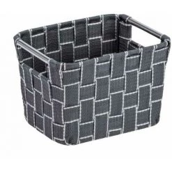 WENKO Panier De Rangement Avec Poignée Métallique Fedra S, Corbeille De Rangement Salle De Bain, Polypropylène, 20x13x15 Cm, Anthracite