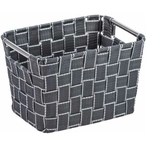 WENKO Panier De Rangement Avec Poignée Métallique Fedra M, Corbeille De Rangement Salle De Bain, Polypropylène, 24x17x15 Cm, Anthracite 3 WENKO Panier De Rangement Avec Poignée Métallique Fedra M, Corbeille De Rangement Salle De Bain, Polypropylène, 24x17x15 Cm, Anthracite