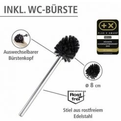 WENKO Serviteur WC Rivalta, Brosse WC Et Dérouleur Papier Toilette, Acier Inox - Verre Trempé, 18x70x23 Cm, Brillant - Noir 9 WENKO Serviteur WC Rivalta, Brosse WC Et Dérouleur Papier Toilette, Acier Inox - Verre Trempé, 18x70x23 Cm, Brillant - Noir -WENKO Soldes 16526540 3