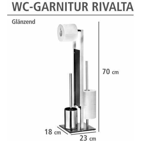 WENKO Serviteur WC Rivalta, Brosse WC Et Dérouleur Papier Toilette, Acier Inox - Verre Trempé, 18x70x23 Cm, Brillant - Noir 6 WENKO Serviteur WC Rivalta, Brosse WC Et Dérouleur Papier Toilette, Acier Inox - Verre Trempé, 18x70x23 Cm, Brillant - Noir – Image 4