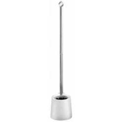 WENKO Serviteur WC Sur Pied 2en1 Avola, Brosse WC Et Dérouleur Papier Toilette, Acier Inox, 13x66,5x16 Cm, Blanc -WENKO Soldes 16526564 3