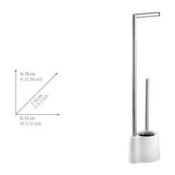 WENKO Serviteur WC Sur Pied 2en1 Avola, Brosse WC Et Dérouleur Papier Toilette, Acier Inox, 13x66,5x16 Cm, Blanc -WENKO Soldes 16526564 4