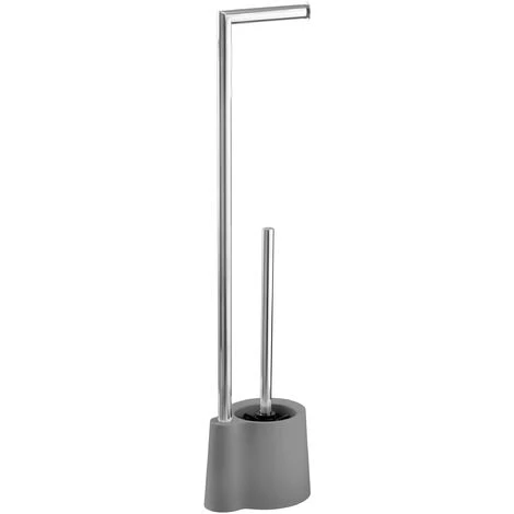 WENKO Serviteur WC Sur Pied 2en1 Avola, Brosse WC Et Dérouleur Papier Toilette, Acier Inox, 13x66,5x16 Cm, Gris 3 WENKO Serviteur WC Sur Pied 2en1 Avola, Brosse WC Et Dérouleur Papier Toilette, Acier Inox, 13x66,5x16 Cm, Gris
