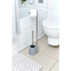 WENKO Serviteur WC Sur Pied 2en1 Avola, Brosse WC Et Dérouleur Papier Toilette, Acier Inox, 13x66,5x16 Cm, Gris 8 WENKO Serviteur WC Sur Pied 2en1 Avola, Brosse WC Et Dérouleur Papier Toilette, Acier Inox, 13x66,5x16 Cm, Gris -WENKO Soldes 16526567 3