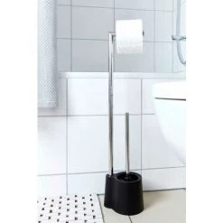 WENKO Serviteur WC Sur Pied 2en1 Avola, Brosse WC Et Dérouleur Papier Toilette, Acier Inox, 13x66,5x16 Cm, Noir 10 WENKO Serviteur WC Sur Pied 2en1 Avola, Brosse WC Et Dérouleur Papier Toilette, Acier Inox, 13x66,5x16 Cm, Noir -WENKO Soldes 16526572 4