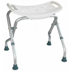 WENKO Tabouret De Douche Pliable Secura, Chaise De Douche Pour Handicapés, Personnes Agées, Capacité De Charge 120kg, Hauteur Réglable, Aluminium - Plastique, 53,5x44,5-48x40-46,5 Cm, Blanc
