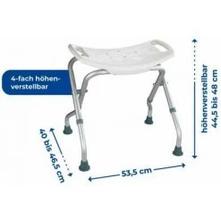WENKO Tabouret De Douche Pliable Secura, Chaise De Douche Pour Handicapés, Personnes Agées, Capacité De Charge 120kg, Hauteur Réglable, Aluminium - Plastique, 53,5x44,5-48x40-46,5 Cm, Blanc -WENKO Soldes 16526588 3