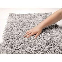 WENKO Tapis De Bain Chenille, Tapis Salle De Bain, 30 Mm D'épaisseur, Polyester, 50x80 Cm, Gris Clair -WENKO Soldes 16526713 5