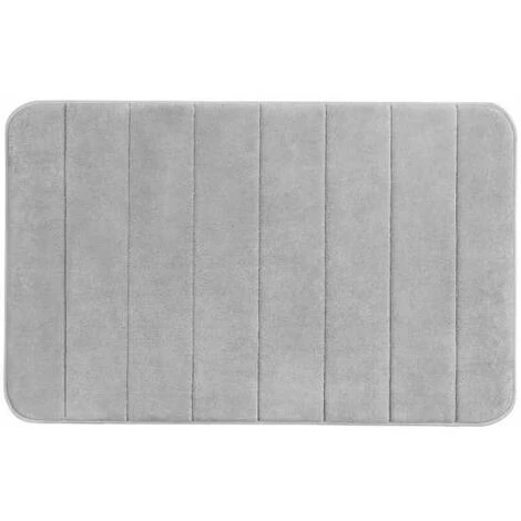 WENKO Tapis De Bain Stripes, Tapis Salle De Bain, Mémoire De Forme, Polyester, 50x80 Cm, Gris Clair 3 WENKO Tapis De Bain Stripes, Tapis Salle De Bain, Mémoire De Forme, Polyester, 50x80 Cm, Gris Clair
