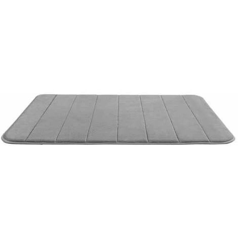 WENKO Tapis De Bain Stripes, Tapis Salle De Bain, Mémoire De Forme, Polyester, 50x80 Cm, Gris Clair 4 WENKO Tapis De Bain Stripes, Tapis Salle De Bain, Mémoire De Forme, Polyester, 50x80 Cm, Gris Clair – Image 2