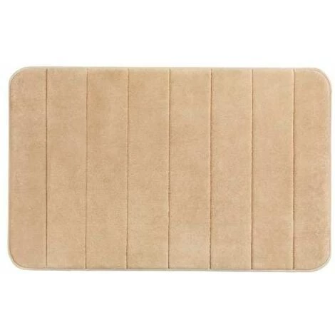 WENKO Tapis De Bain Stripes, Tapis Salle De Bain, Mémoire De Forme, Polyester, 50x80 Cm, Sable 3 WENKO Tapis De Bain Stripes, Tapis Salle De Bain, Mémoire De Forme, Polyester, 50x80 Cm, Sable