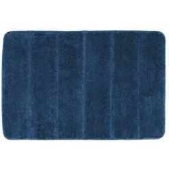 WENKO Tapis De Bain Steps, Tapis De Salle De Bain Antidérapant, épais, Polyester, 60x90 Cm, Bleu Marine