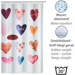WENKO Rideau De Douche Original Love, Rideau De Douche 180x200 Cm, Lavable En Machine Et Waterproof, 12 Anneaux Rideau De Douche En Plastique Blanc Inclus, Polyester, 180x200 Cm, Multicolore 9 WENKO Rideau De Douche Original Love, Rideau De Douche 180x200 Cm, Lavable En Machine Et Waterproof, 12 Anneaux Rideau De Douche En Plastique Blanc Inclus, Polyester, 180x200 Cm, Multicolore -WENKO Soldes 16526842 3