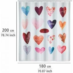 WENKO Rideau De Douche Original Love, Rideau De Douche 180x200 Cm, Lavable En Machine Et Waterproof, 12 Anneaux Rideau De Douche En Plastique Blanc Inclus, Polyester, 180x200 Cm, Multicolore 11 WENKO Rideau De Douche Original Love, Rideau De Douche 180x200 Cm, Lavable En Machine Et Waterproof, 12 Anneaux Rideau De Douche En Plastique Blanc Inclus, Polyester, 180x200 Cm, Multicolore -WENKO Soldes 16526842 5