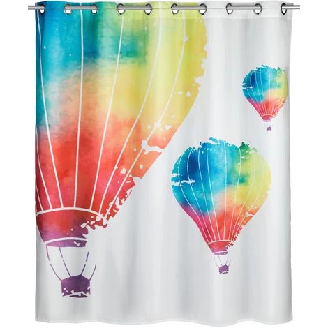 WENKO Rideau De Douche Antimoisissure In The Air Comfort Flex, Rideau De Douche Original, Lavable En Machine Et Waterproof, 10 Anneaux Rideau De Douche Intégrés, Polyester, 180x200 Cm, Multicolore 3 WENKO Rideau De Douche Antimoisissure In The Air Comfort Flex, Rideau De Douche Original, Lavable En Machine Et Waterproof, 10 Anneaux Rideau De Douche Intégrés, Polyester, 180x200 Cm, Multicolore