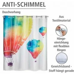 WENKO Rideau De Douche Antimoisissure In The Air Comfort Flex, Rideau De Douche Original, Lavable En Machine Et Waterproof, 10 Anneaux Rideau De Douche Intégrés, Polyester, 180x200 Cm, Multicolore 8 WENKO Rideau De Douche Antimoisissure In The Air Comfort Flex, Rideau De Douche Original, Lavable En Machine Et Waterproof, 10 Anneaux Rideau De Douche Intégrés, Polyester, 180x200 Cm, Multicolore -WENKO Soldes 16526844 2
