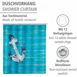 WENKO Rideau De Douche Original Aboard, Rideau De Douche 180x200 Cm, Lavable En Machine Et Waterproof, 12 Anneaux Rideau De Douche En Plastique Blanc Inclus, Polyester, 180x200 Cm, Multicolore 8 WENKO Rideau De Douche Original Aboard, Rideau De Douche 180x200 Cm, Lavable En Machine Et Waterproof, 12 Anneaux Rideau De Douche En Plastique Blanc Inclus, Polyester, 180x200 Cm, Multicolore -WENKO Soldes 16526847 2