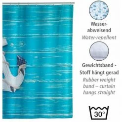 WENKO Rideau De Douche Original Aboard, Rideau De Douche 180x200 Cm, Lavable En Machine Et Waterproof, 12 Anneaux Rideau De Douche En Plastique Blanc Inclus, Polyester, 180x200 Cm, Multicolore 9 WENKO Rideau De Douche Original Aboard, Rideau De Douche 180x200 Cm, Lavable En Machine Et Waterproof, 12 Anneaux Rideau De Douche En Plastique Blanc Inclus, Polyester, 180x200 Cm, Multicolore -WENKO Soldes 16526847 3