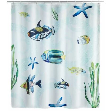 WENKO Rideau De Douche Original Aquaria, Rideau De Douche 180x200 Cm, Lavable En Machine Et Waterproof, 12 Anneaux Rideau De Douche En Plastique Blanc Inclus, Polyester, 180x200 Cm, Multicolore 3 WENKO Rideau De Douche Original Aquaria, Rideau De Douche 180x200 Cm, Lavable En Machine Et Waterproof, 12 Anneaux Rideau De Douche En Plastique Blanc Inclus, Polyester, 180x200 Cm, Multicolore