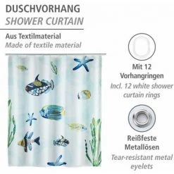 WENKO Rideau De Douche Original Aquaria, Rideau De Douche 180x200 Cm, Lavable En Machine Et Waterproof, 12 Anneaux Rideau De Douche En Plastique Blanc Inclus, Polyester, 180x200 Cm, Multicolore 8 WENKO Rideau De Douche Original Aquaria, Rideau De Douche 180x200 Cm, Lavable En Machine Et Waterproof, 12 Anneaux Rideau De Douche En Plastique Blanc Inclus, Polyester, 180x200 Cm, Multicolore -WENKO Soldes 16526850 2
