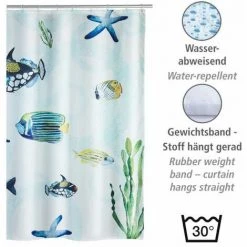 WENKO Rideau De Douche Original Aquaria, Rideau De Douche 180x200 Cm, Lavable En Machine Et Waterproof, 12 Anneaux Rideau De Douche En Plastique Blanc Inclus, Polyester, 180x200 Cm, Multicolore 9 WENKO Rideau De Douche Original Aquaria, Rideau De Douche 180x200 Cm, Lavable En Machine Et Waterproof, 12 Anneaux Rideau De Douche En Plastique Blanc Inclus, Polyester, 180x200 Cm, Multicolore -WENKO Soldes 16526850 3