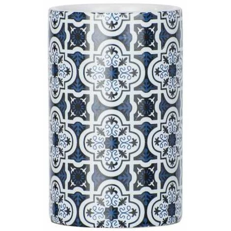 WENKO Porte Brosse à Dent Murcia, Gobelet Salle De Bain, Céramique Effet Carreaux De Ciment, Ø 6,5x11 Cm, Bleu 4 WENKO Porte Brosse à Dent Murcia, Gobelet Salle De Bain, Céramique Effet Carreaux De Ciment, Ø 6,5x11 Cm, Bleu – Image 2