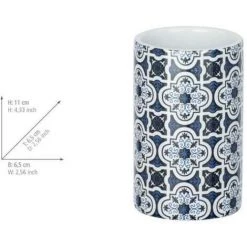 WENKO Porte Brosse à Dent Murcia, Gobelet Salle De Bain, Céramique Effet Carreaux De Ciment, Ø 6,5x11 Cm, Bleu 9 WENKO Porte Brosse à Dent Murcia, Gobelet Salle De Bain, Céramique Effet Carreaux De Ciment, Ø 6,5x11 Cm, Bleu -WENKO Soldes 16526859 4