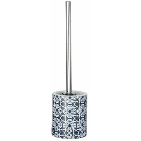 WENKO Porte Brosse WC Murcia, Brosse WC Noire, Céramique Effet Carreaux De Ciment, Ø 10x39 Cm, Bleu - Blanc 3 WENKO Porte Brosse WC Murcia, Brosse WC Noire, Céramique Effet Carreaux De Ciment, Ø 10x39 Cm, Bleu - Blanc