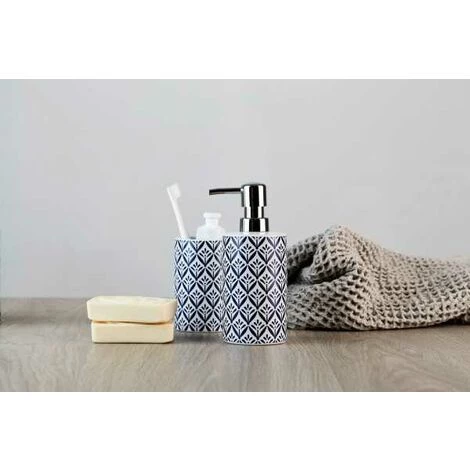 WENKO Porte Brosse à Dent Lorca, Gobelet Salle De Bain, Céramique Avec Impression, Ø 6,5x11 Cm, Bleu - Blanc 7 WENKO Porte Brosse à Dent Lorca, Gobelet Salle De Bain, Céramique Avec Impression, Ø 6,5x11 Cm, Bleu - Blanc – Image 5