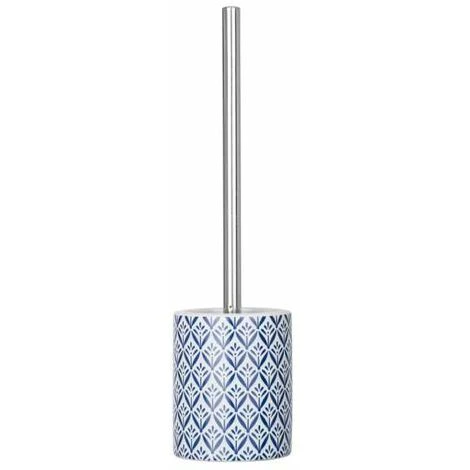 WENKO Porte Brosse WC Lorca, Brosse WC Noire, Céramique Avec Impression, Ø 10x39 Cm, Bleu - Blanc 3 WENKO Porte Brosse WC Lorca, Brosse WC Noire, Céramique Avec Impression, Ø 10x39 Cm, Bleu - Blanc