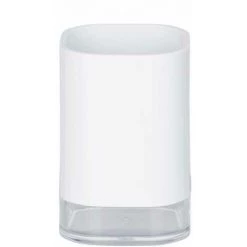 WENKO Support Brosse à Dent Oria, Gobelet Salle De Bain, Porte Brosse à Dent, Plastique Sans BPA, 7,5x11,5x7,5 Cm, Blanc