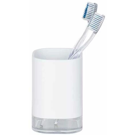 WENKO Support Brosse à Dent Oria, Gobelet Salle De Bain, Porte Brosse à Dent, Plastique Sans BPA, 7,5x11,5x7,5 Cm, Blanc 4 WENKO Support Brosse à Dent Oria, Gobelet Salle De Bain, Porte Brosse à Dent, Plastique Sans BPA, 7,5x11,5x7,5 Cm, Blanc – Image 2