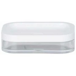 WENKO Porte Savon Blanc, Porte Savon Oria, Plastique Sans BPA, 7,5x3x7,5 Cm, Blanc