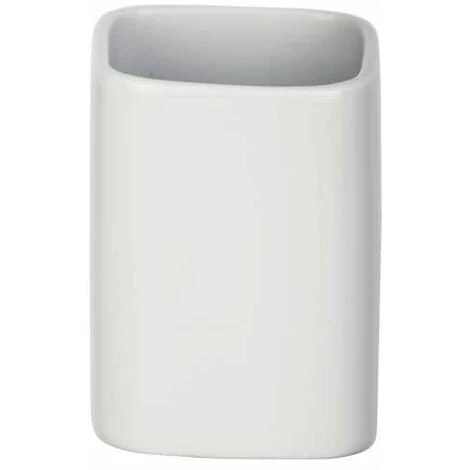 WENKO Porte Brosse à Dent Hexa, Gobelet Salle De Bain, Céramique, 6,5x9x6,5 Cm, Blanc 3 WENKO Porte Brosse à Dent Hexa, Gobelet Salle De Bain, Céramique, 6,5x9x6,5 Cm, Blanc