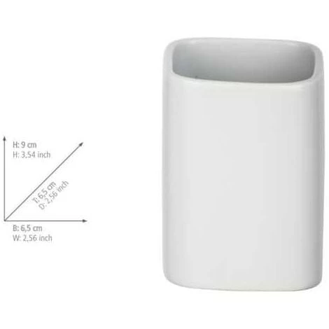 WENKO Porte Brosse à Dent Hexa, Gobelet Salle De Bain, Céramique, 6,5x9x6,5 Cm, Blanc 6 WENKO Porte Brosse à Dent Hexa, Gobelet Salle De Bain, Céramique, 6,5x9x6,5 Cm, Blanc – Image 4