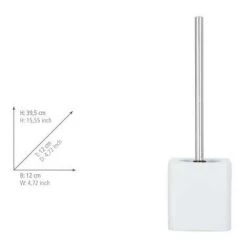 WENKO Porte Brosse WC Hexa, Brosse WC Silicone Noire, Céramique, 12x39,5x12 Cm, Blanc -WENKO Soldes 16526892 3