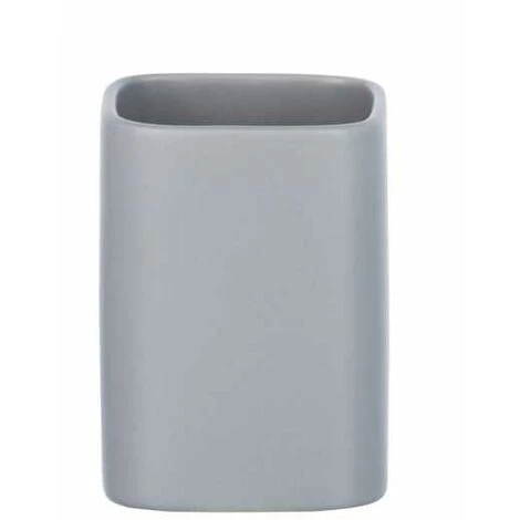 WENKO Porte Brosse à Dent Hexa, Gobelet Salle De Bain, Céramique, 6,5x9x6,5 Cm, Gris 3 WENKO Porte Brosse à Dent Hexa, Gobelet Salle De Bain, Céramique, 6,5x9x6,5 Cm, Gris