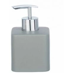 WENKO Distributeur Savon Liquide Hexa, Capacité 290 Ml, Céramique, 7,5x13x8,5 Cm, Gris