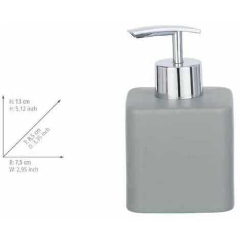 WENKO Distributeur Savon Liquide Hexa, Capacité 290 Ml, Céramique, 7,5x13x8,5 Cm, Gris 5 WENKO Distributeur Savon Liquide Hexa, Capacité 290 Ml, Céramique, 7,5x13x8,5 Cm, Gris – Image 3
