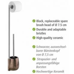 WENKO Ensemble WC 2en1 Marrakesh, Brosse WC Et Dérouleur Papier Toilette Sur Pied, Céramique Brillante - Acier Inox, 15x72x10,5 Cm, Marron 9 WENKO Ensemble WC 2en1 Marrakesh, Brosse WC Et Dérouleur Papier Toilette Sur Pied, Céramique Brillante - Acier Inox, 15x72x10,5 Cm, Marron -WENKO Soldes 16526902 3