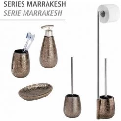 WENKO Ensemble WC 2en1 Marrakesh, Brosse WC Et Dérouleur Papier Toilette Sur Pied, Céramique Brillante - Acier Inox, 15x72x10,5 Cm, Marron 11 WENKO Ensemble WC 2en1 Marrakesh, Brosse WC Et Dérouleur Papier Toilette Sur Pied, Céramique Brillante - Acier Inox, 15x72x10,5 Cm, Marron -WENKO Soldes 16526902 5