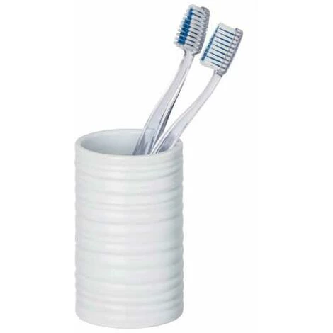 WENKO Porte Brosse à Dent Mila, Gobelet Brosse à Dent, Céramique, Ø 6,5x10,5 Cm, Blanc 4 WENKO Porte Brosse à Dent Mila, Gobelet Brosse à Dent, Céramique, Ø 6,5x10,5 Cm, Blanc – Image 2